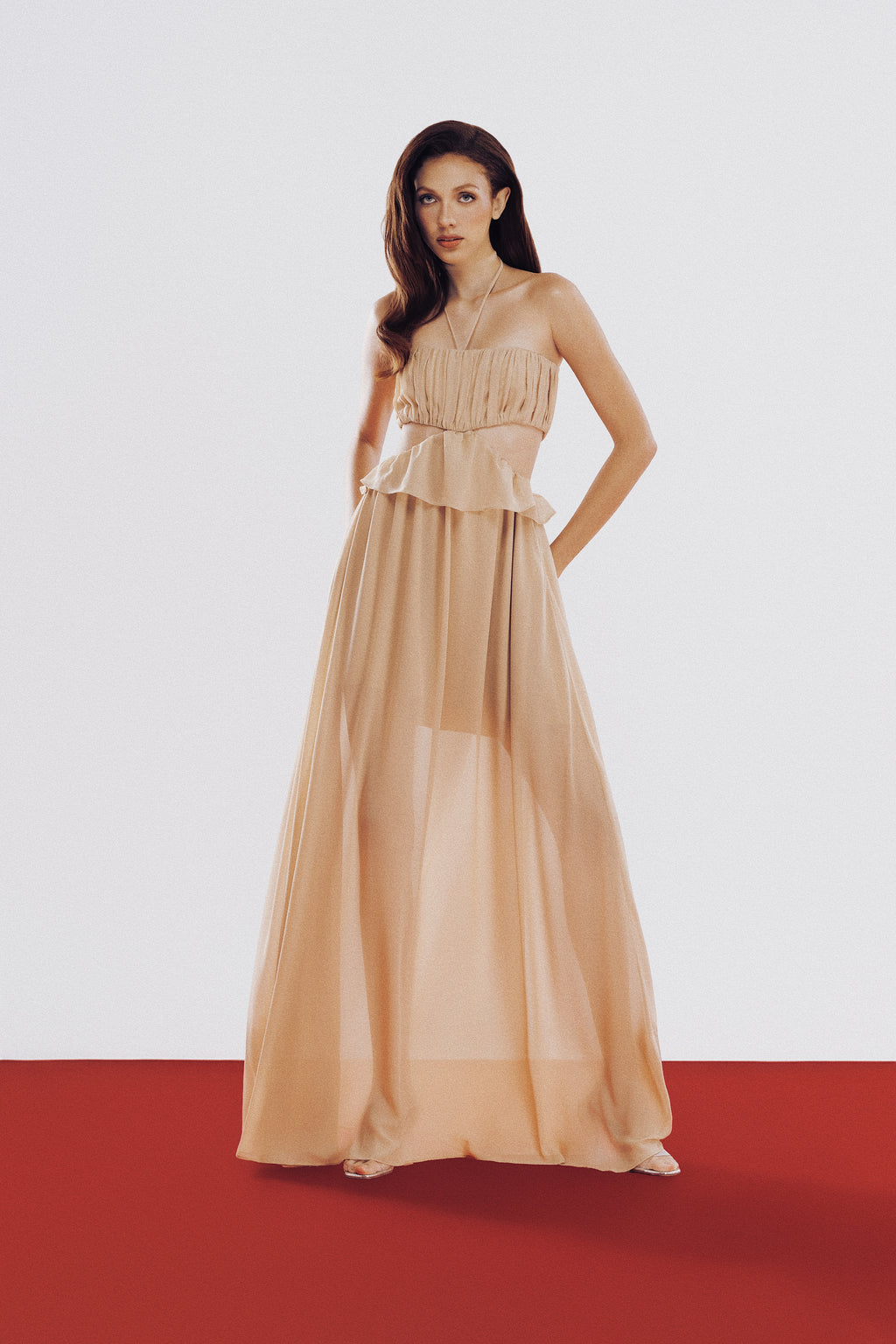 Vestido Bel Bege Crepe