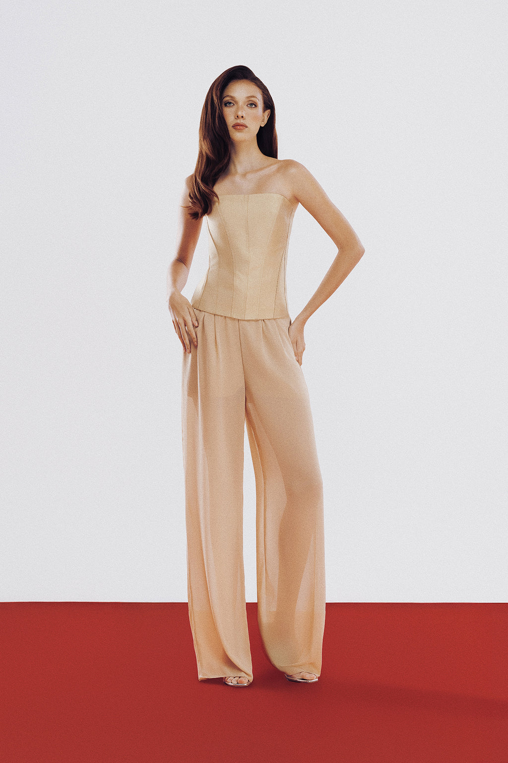 Calça Marina Bege Crepe