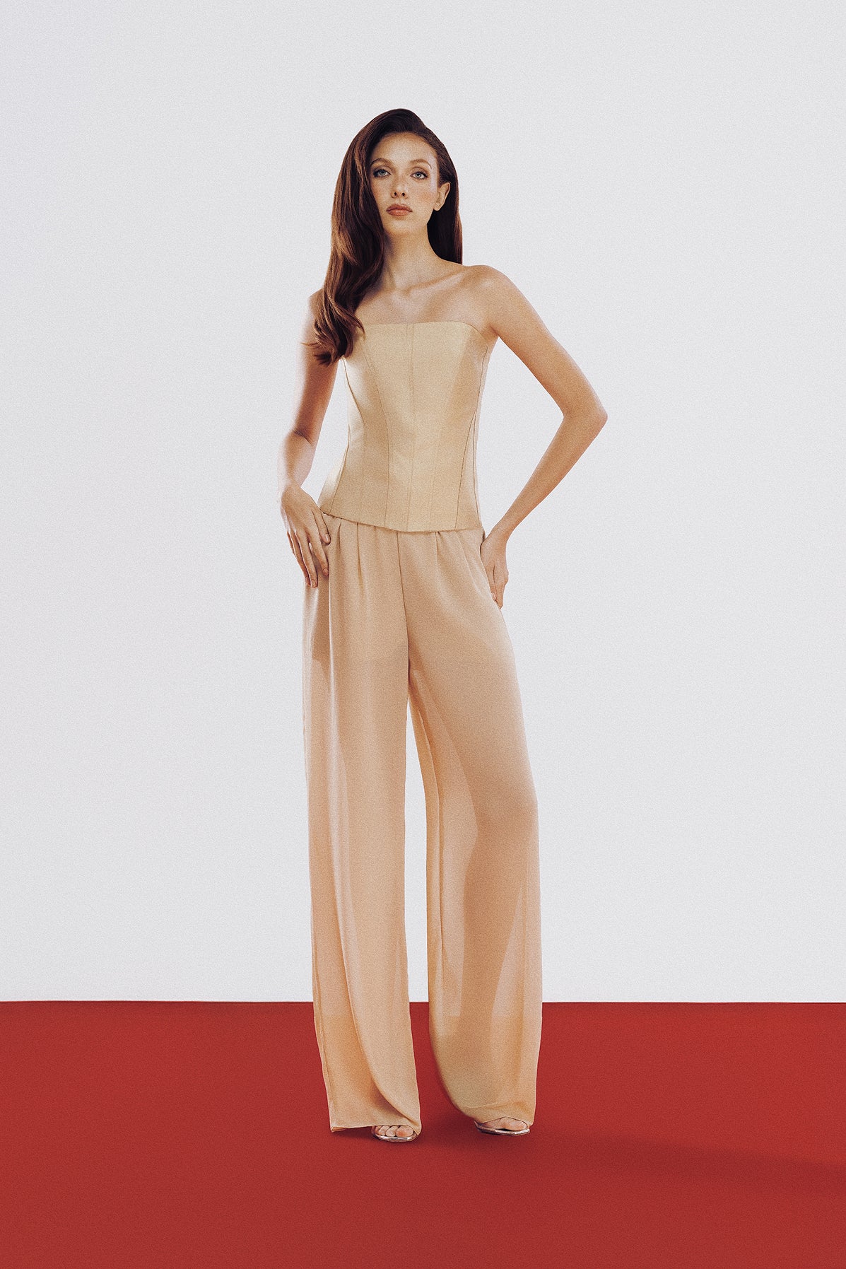 Calça Marina Bege Crepe