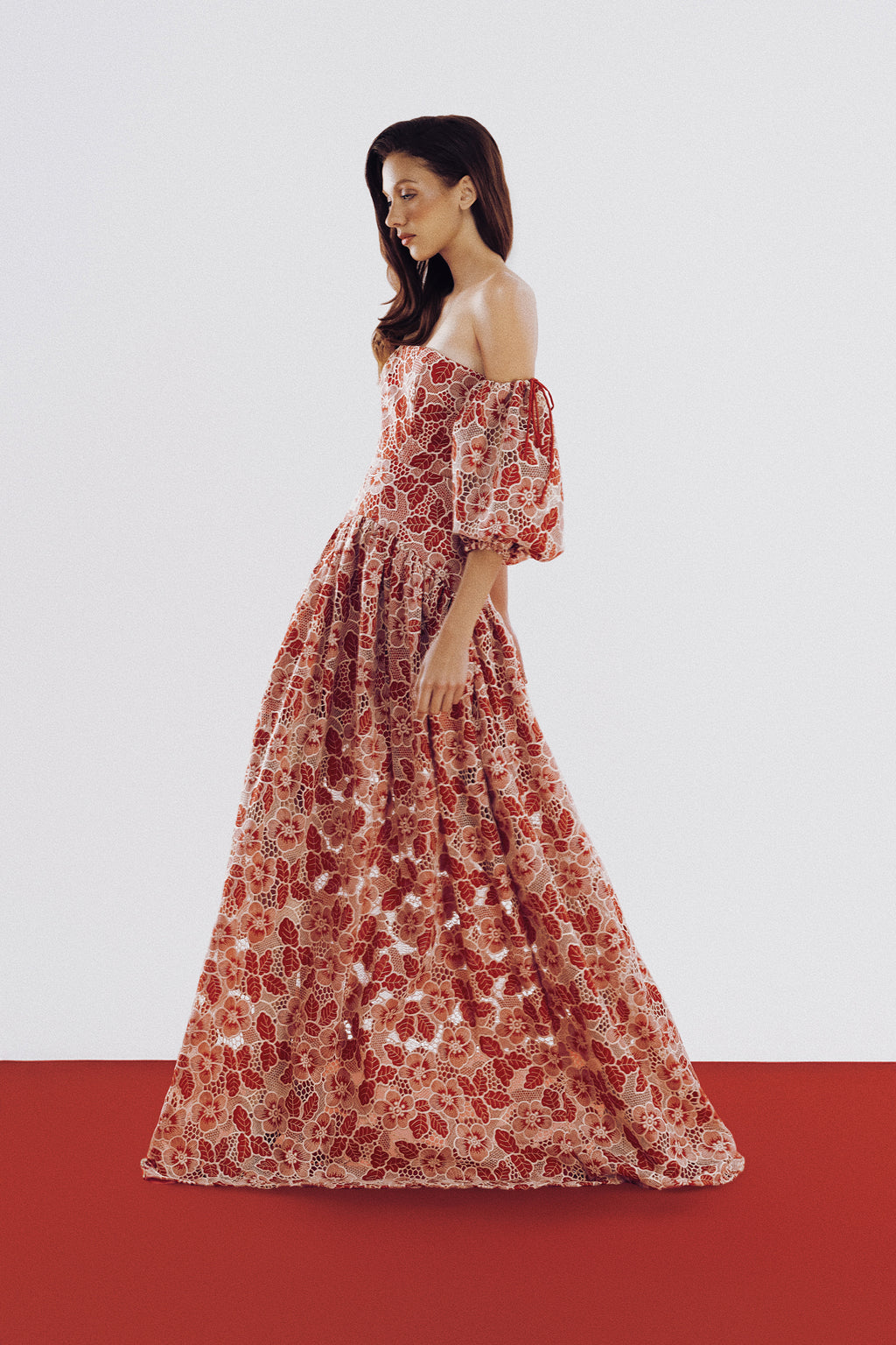 Vestido Melina Guipir Vermelho