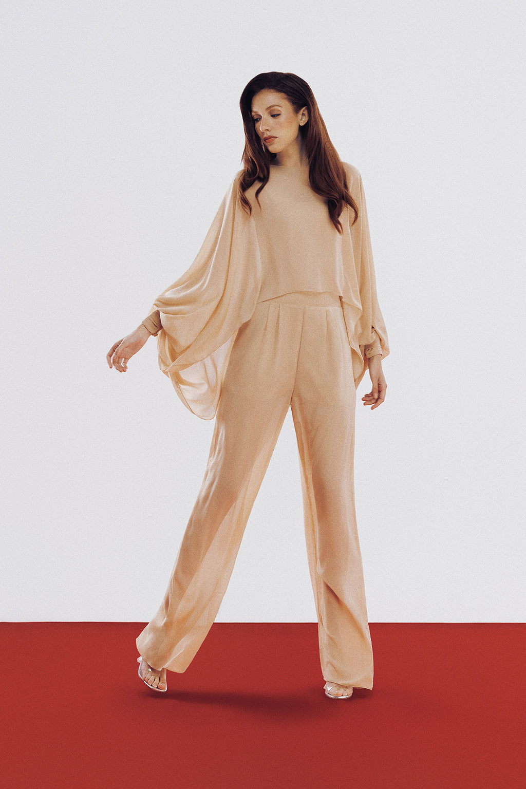 Calça Marina Bege Crepe