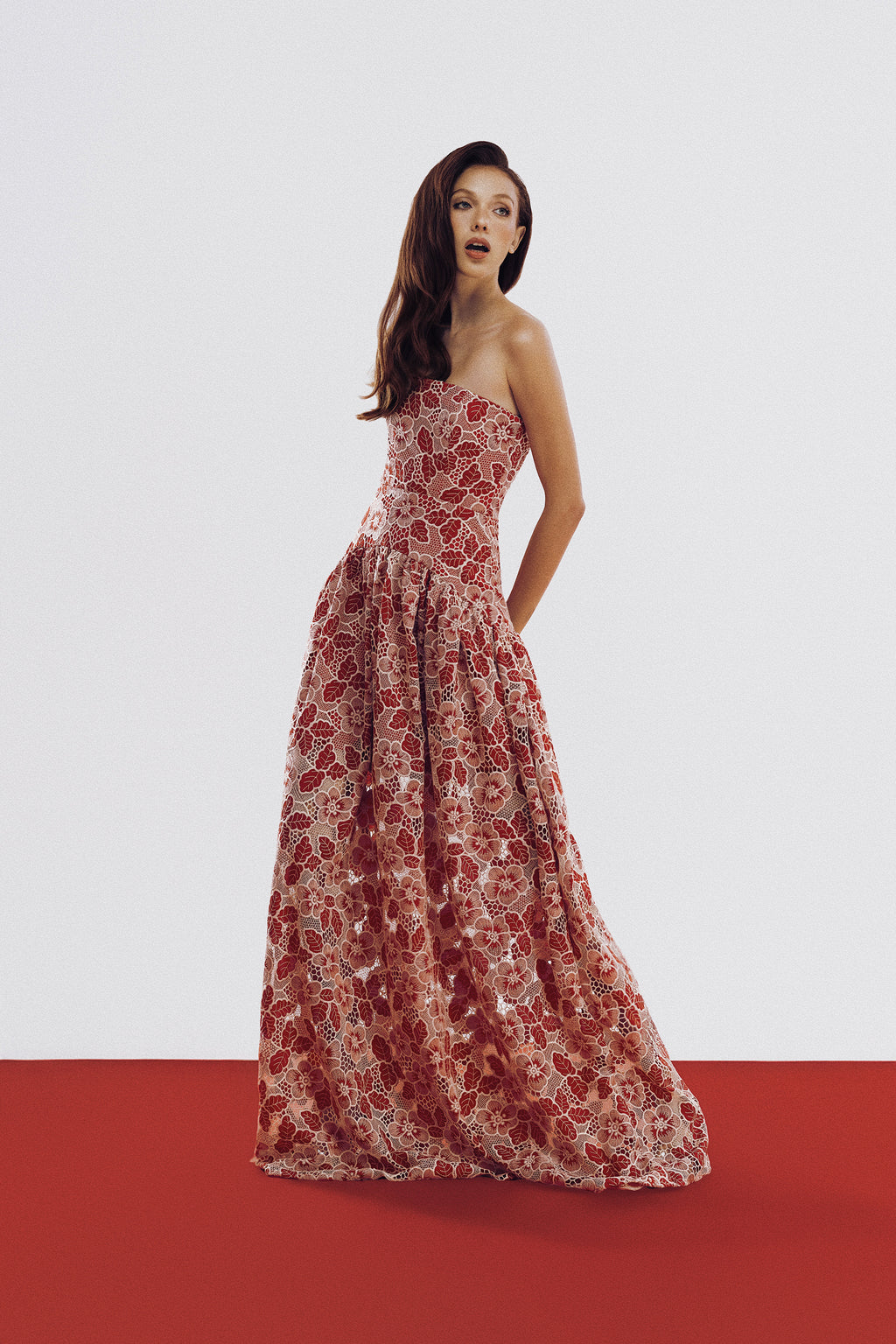 Vestido Melina Guipir Vermelho