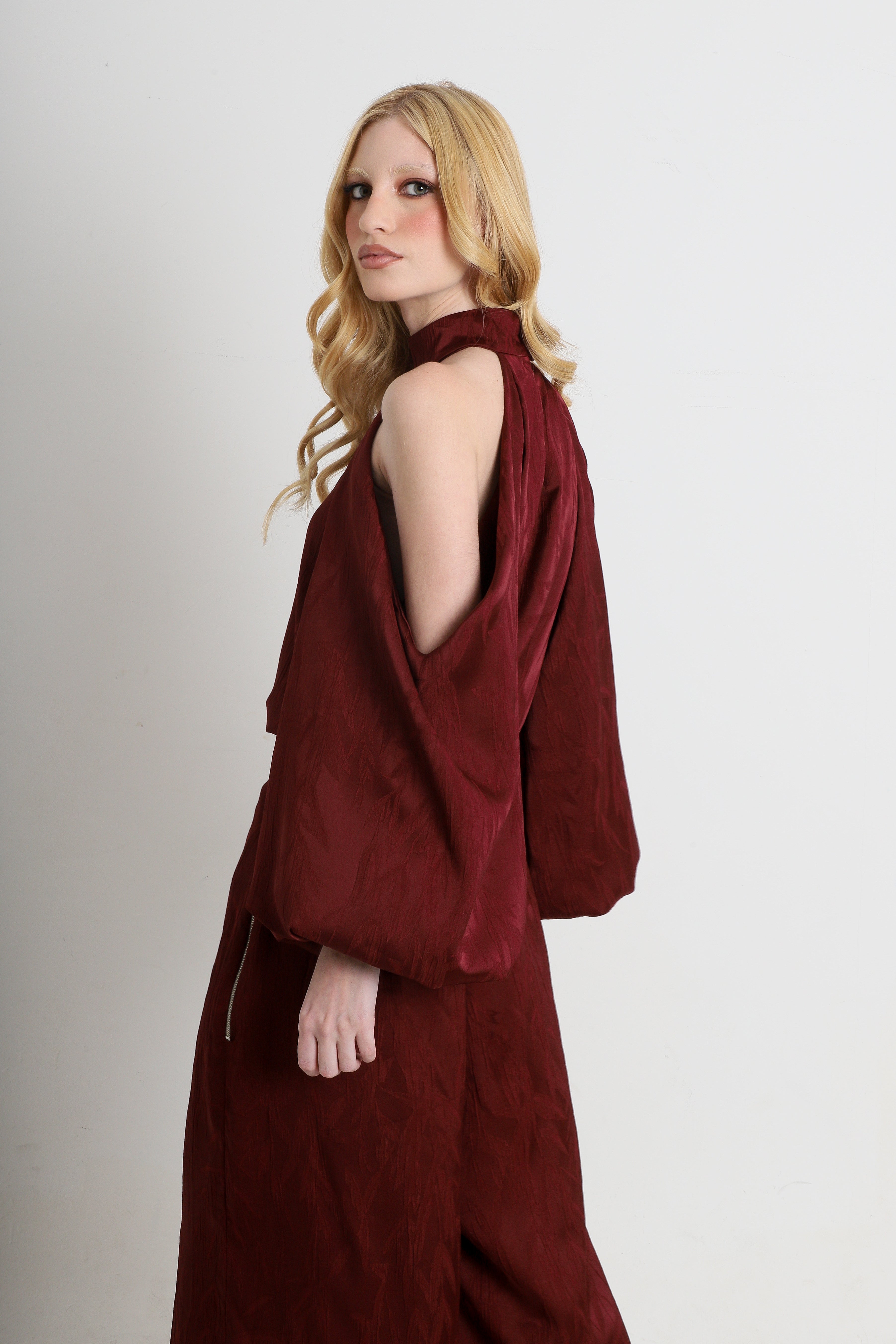Blusa Karina Jacquard Bordô