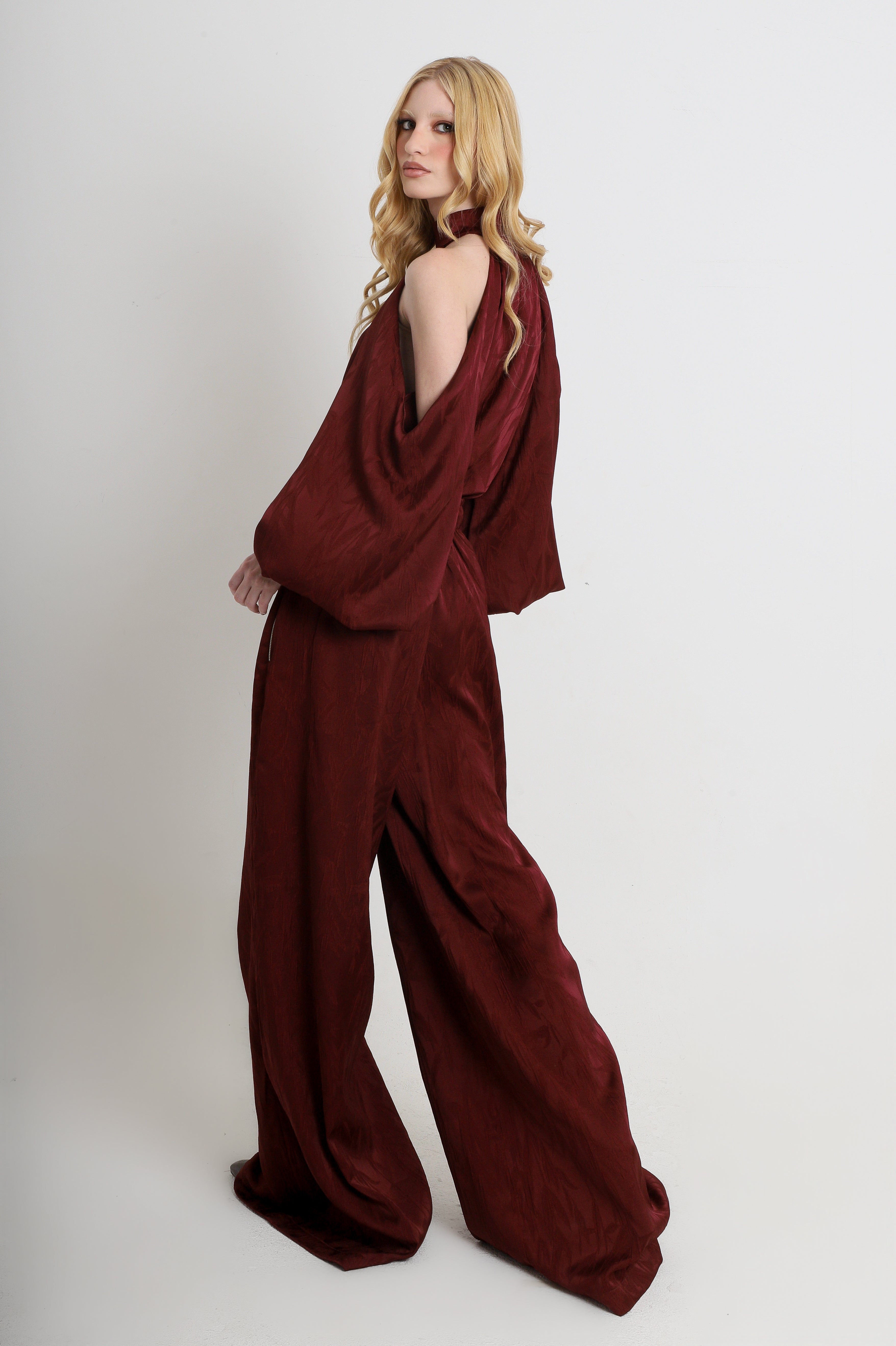 Blusa Karina Jacquard Bordô