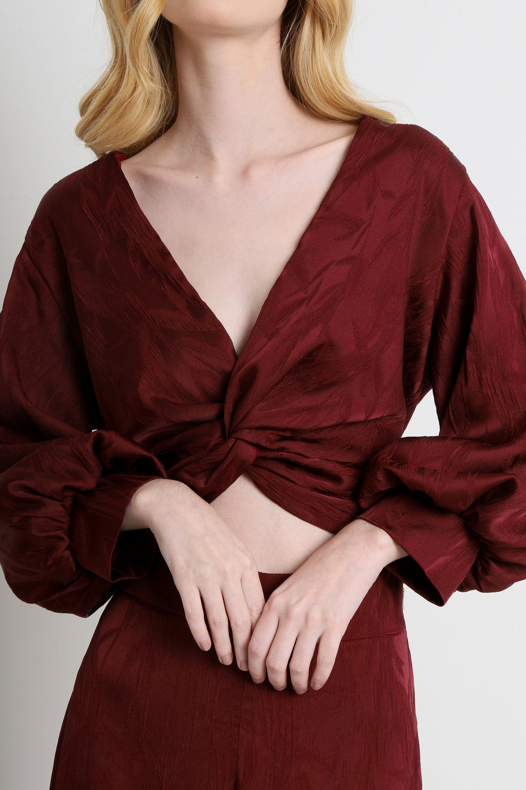 Blusa Karoline Jacquard Bordô