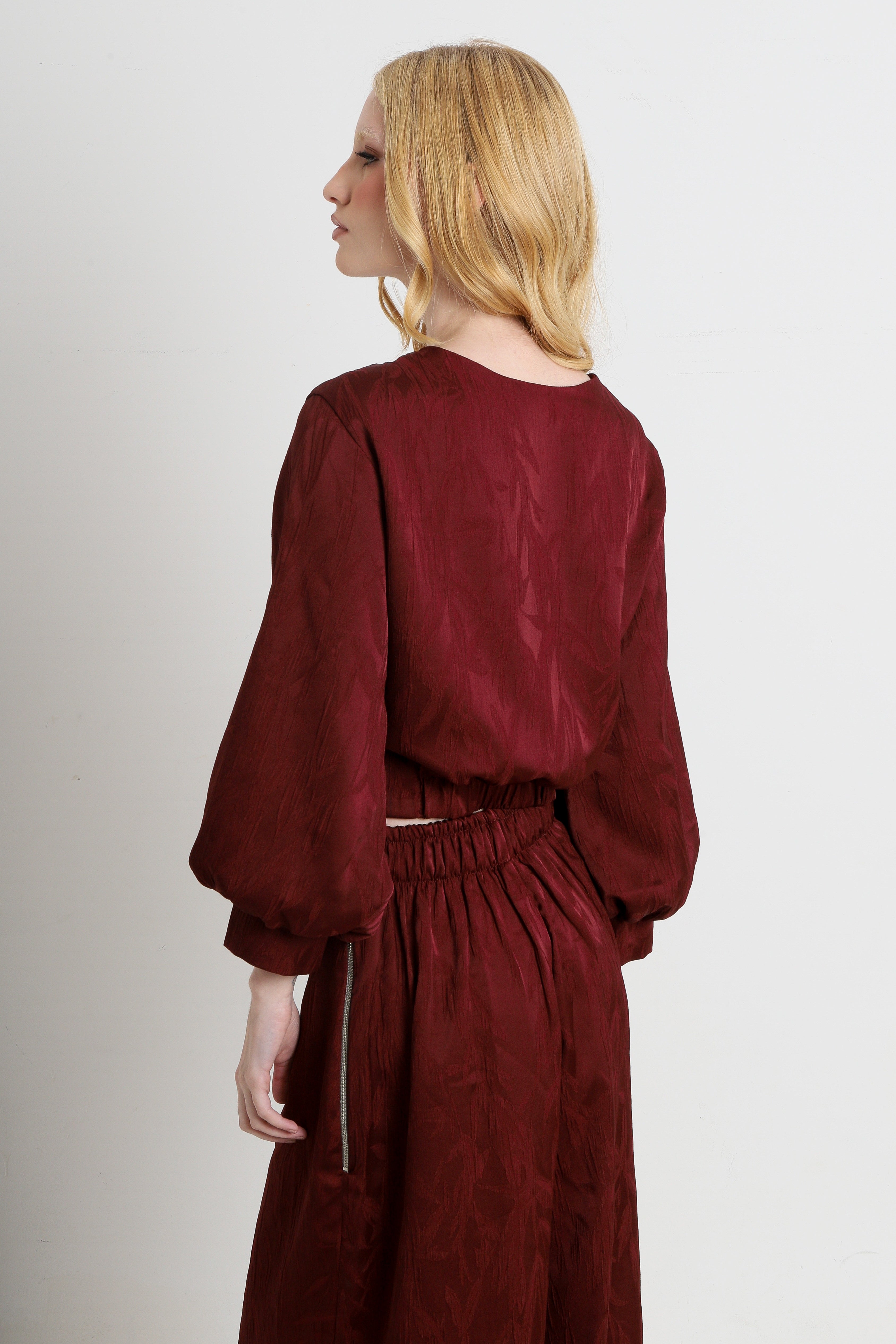 Blusa Karoline Jacquard Bordô