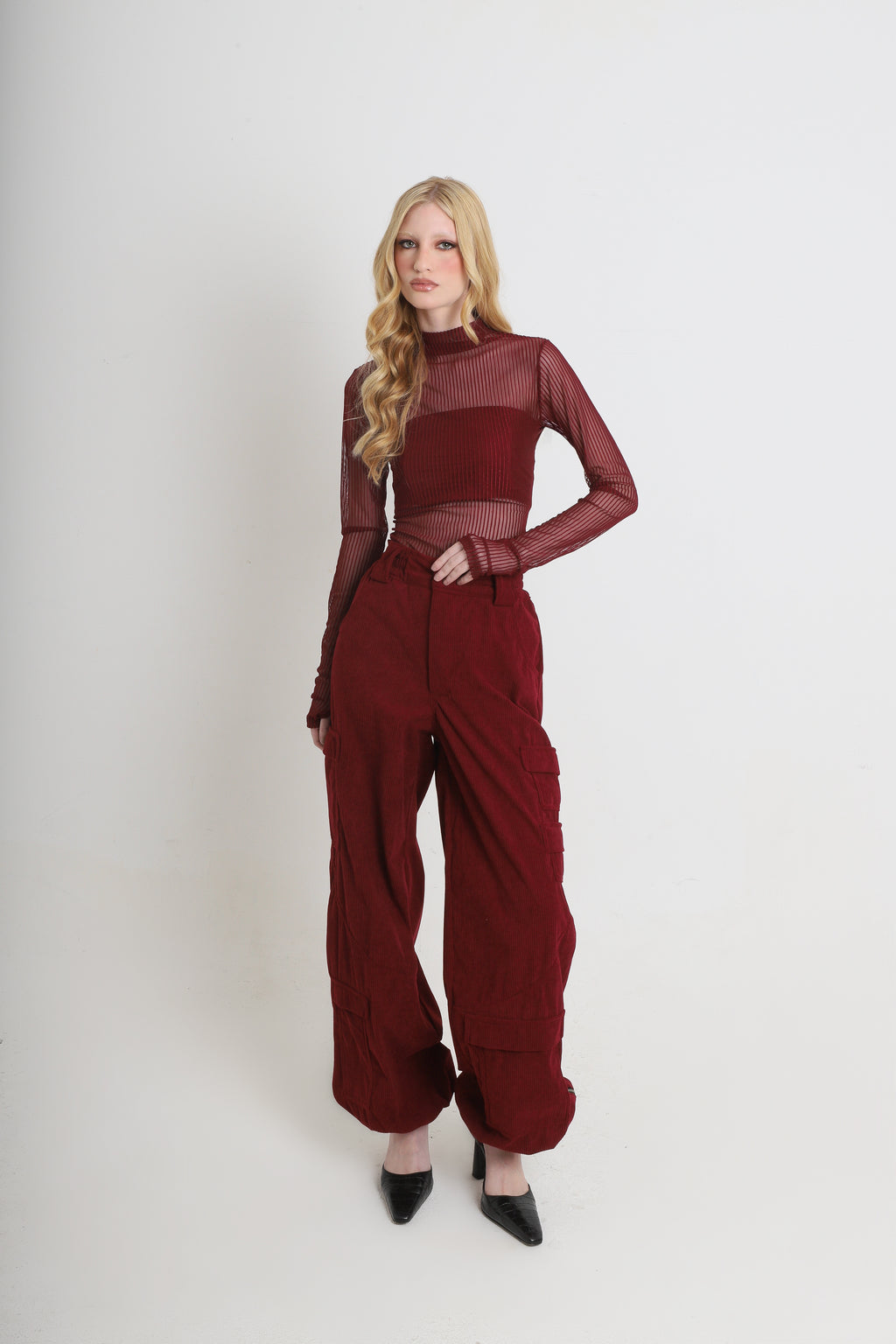 Blusa Bia Tule Bordô