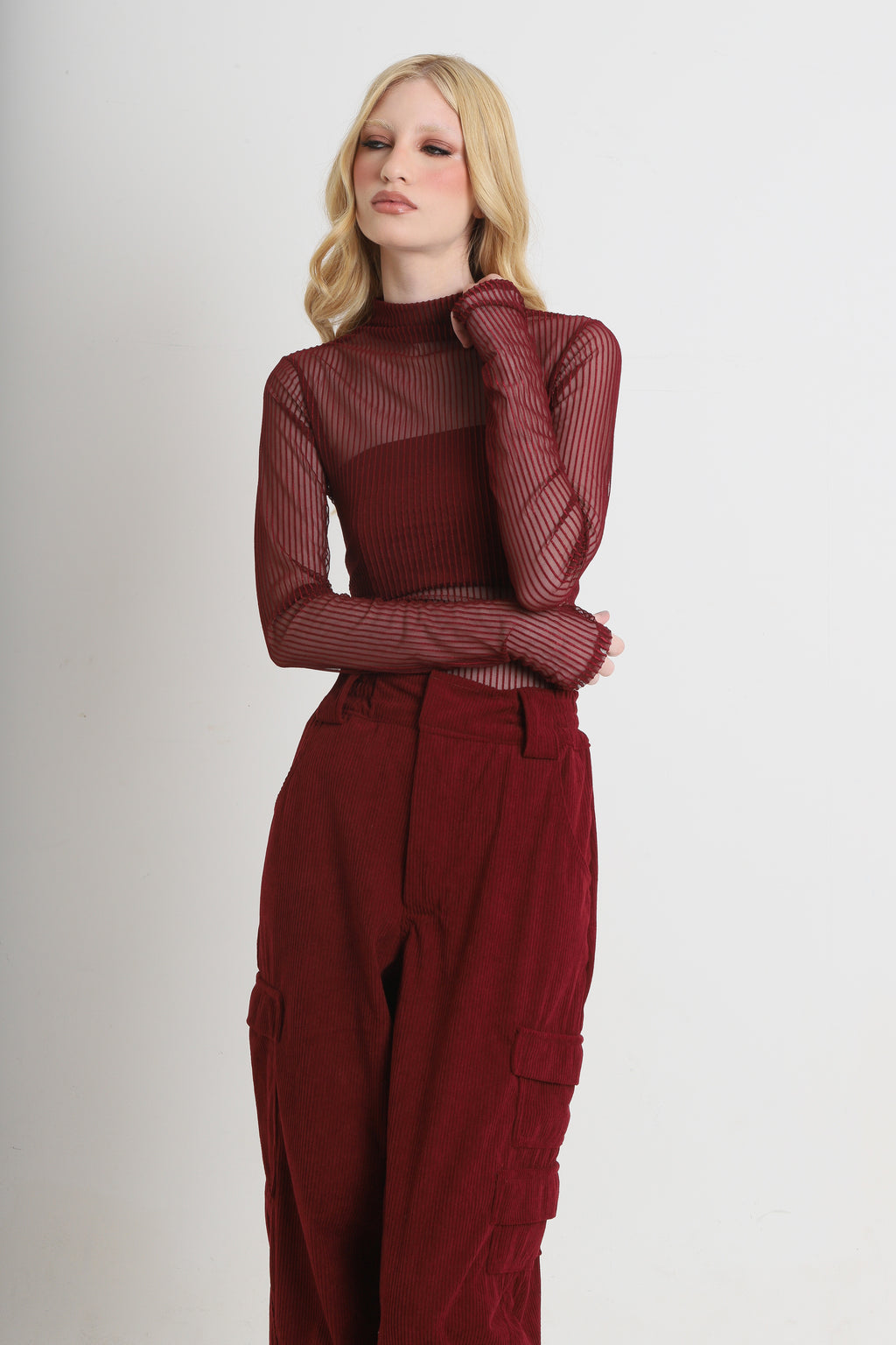 Blusa Bia Tule Bordô