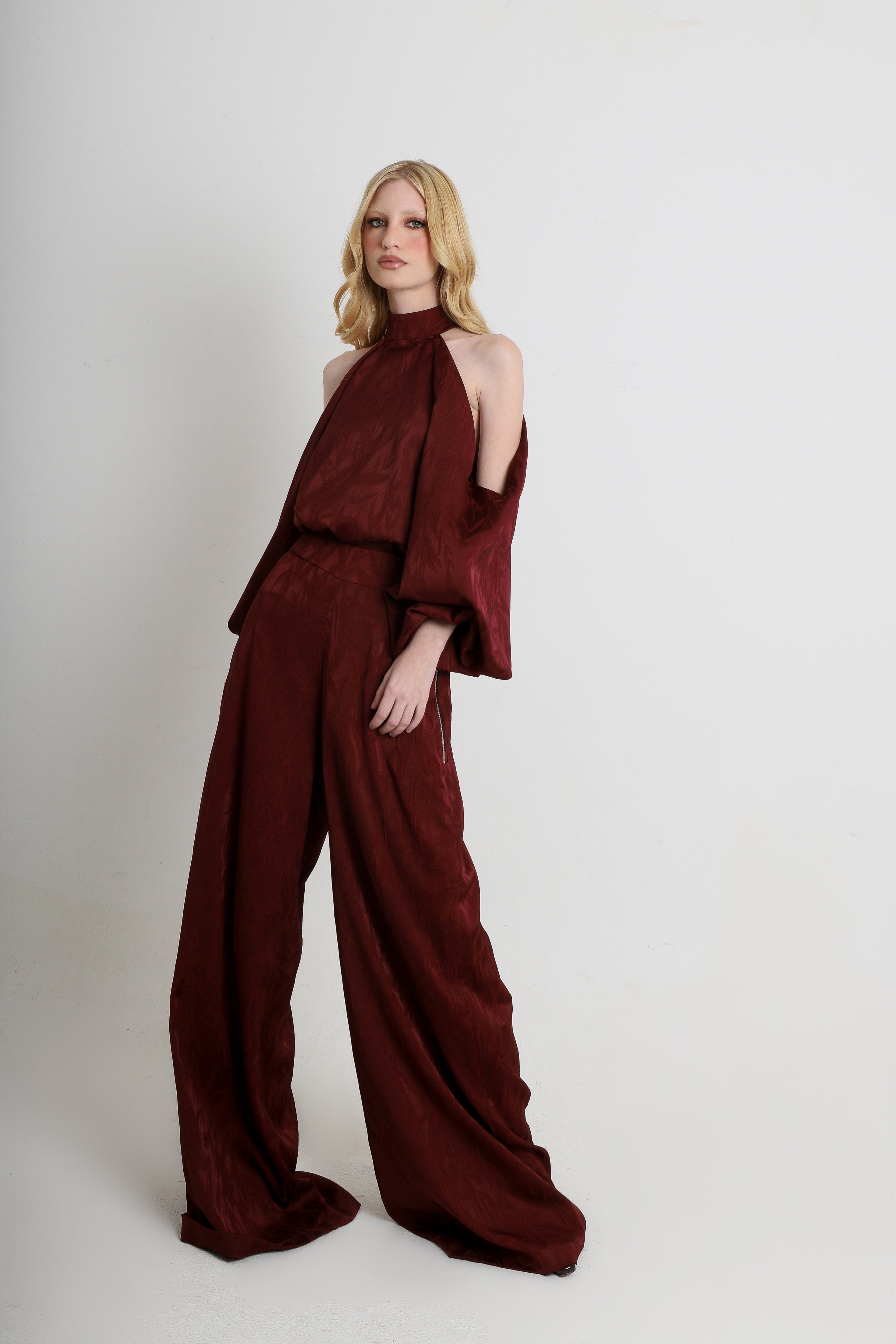 Blusa Karina Jacquard Bordô