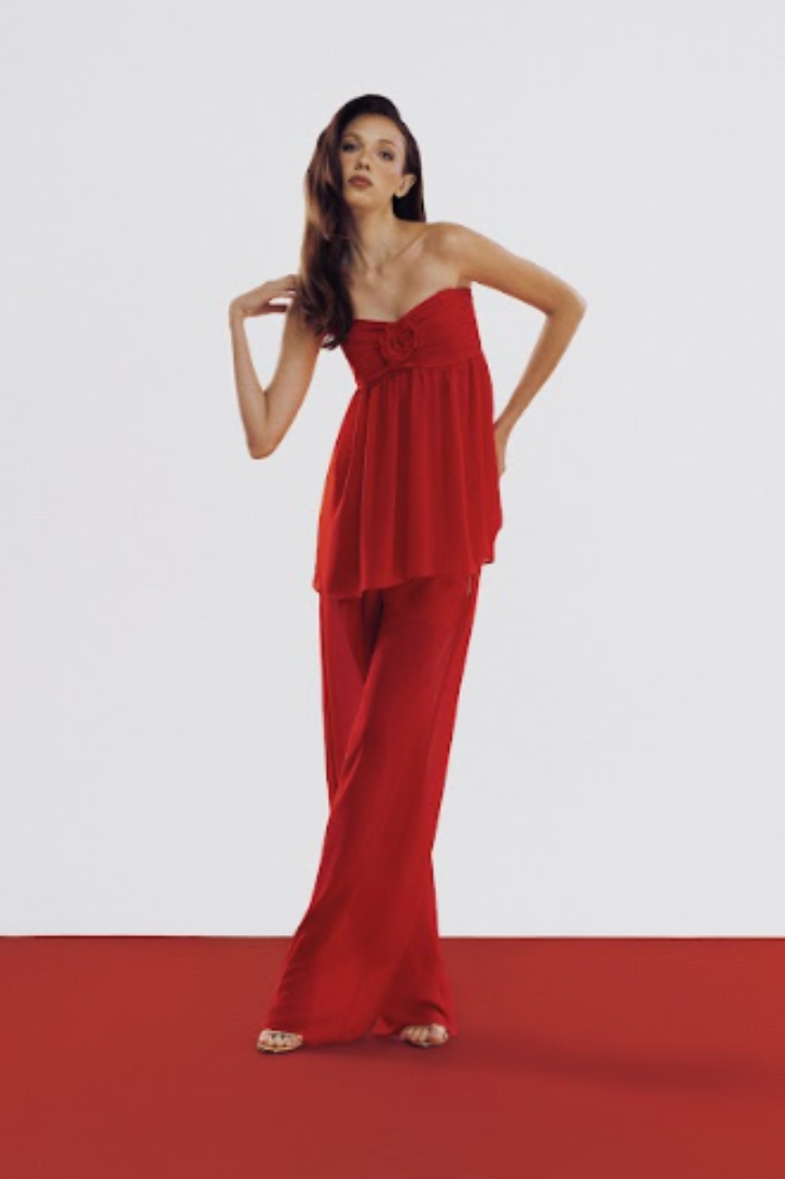 Bata Flora Vermelho Crepe