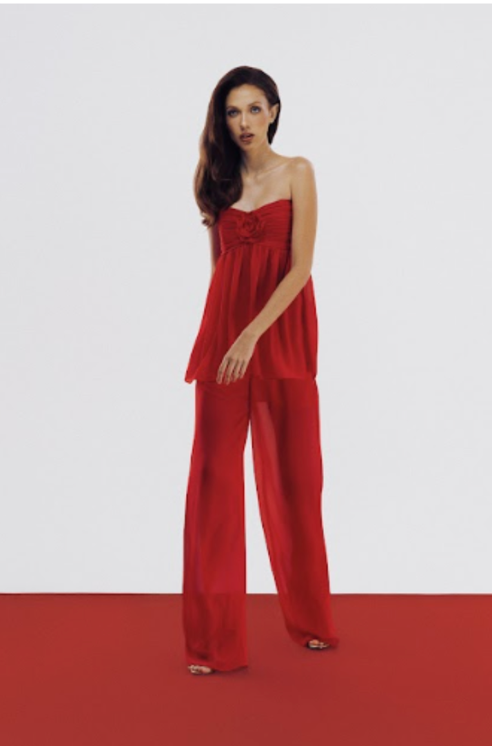 Bata Flora Vermelho Crepe