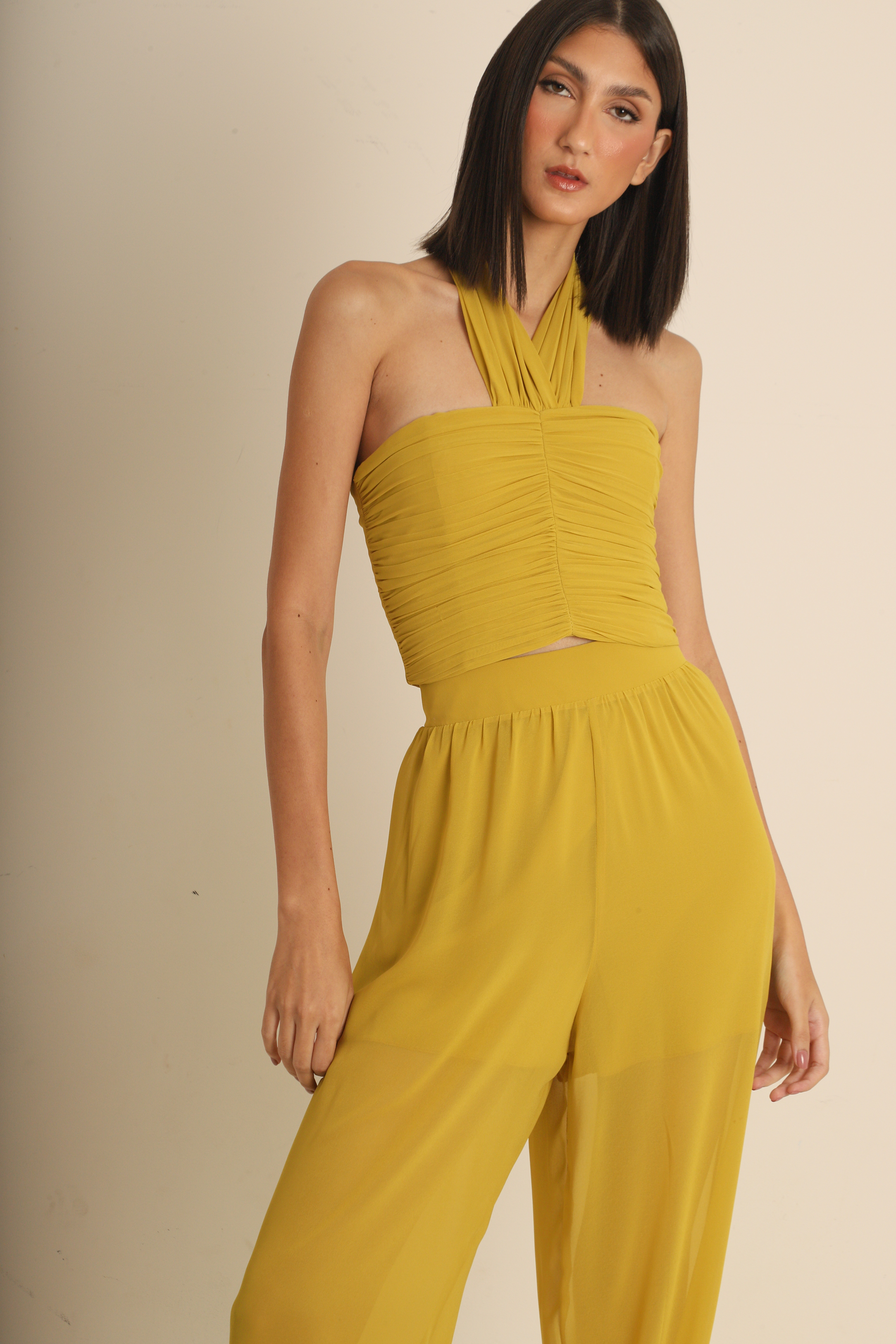 Corset Fabi Amarelo Crepe