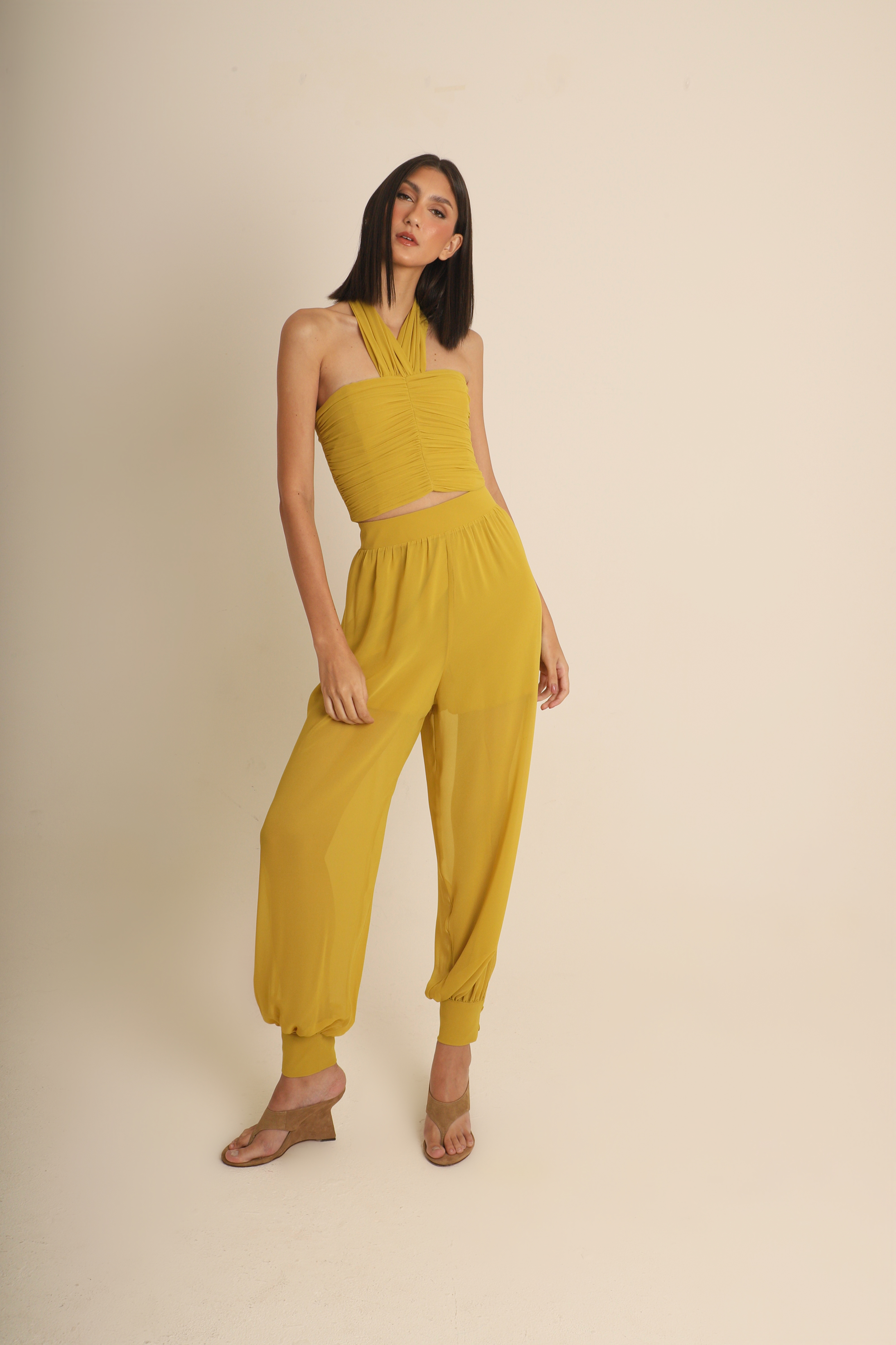 Corset Fabi Amarelo Crepe