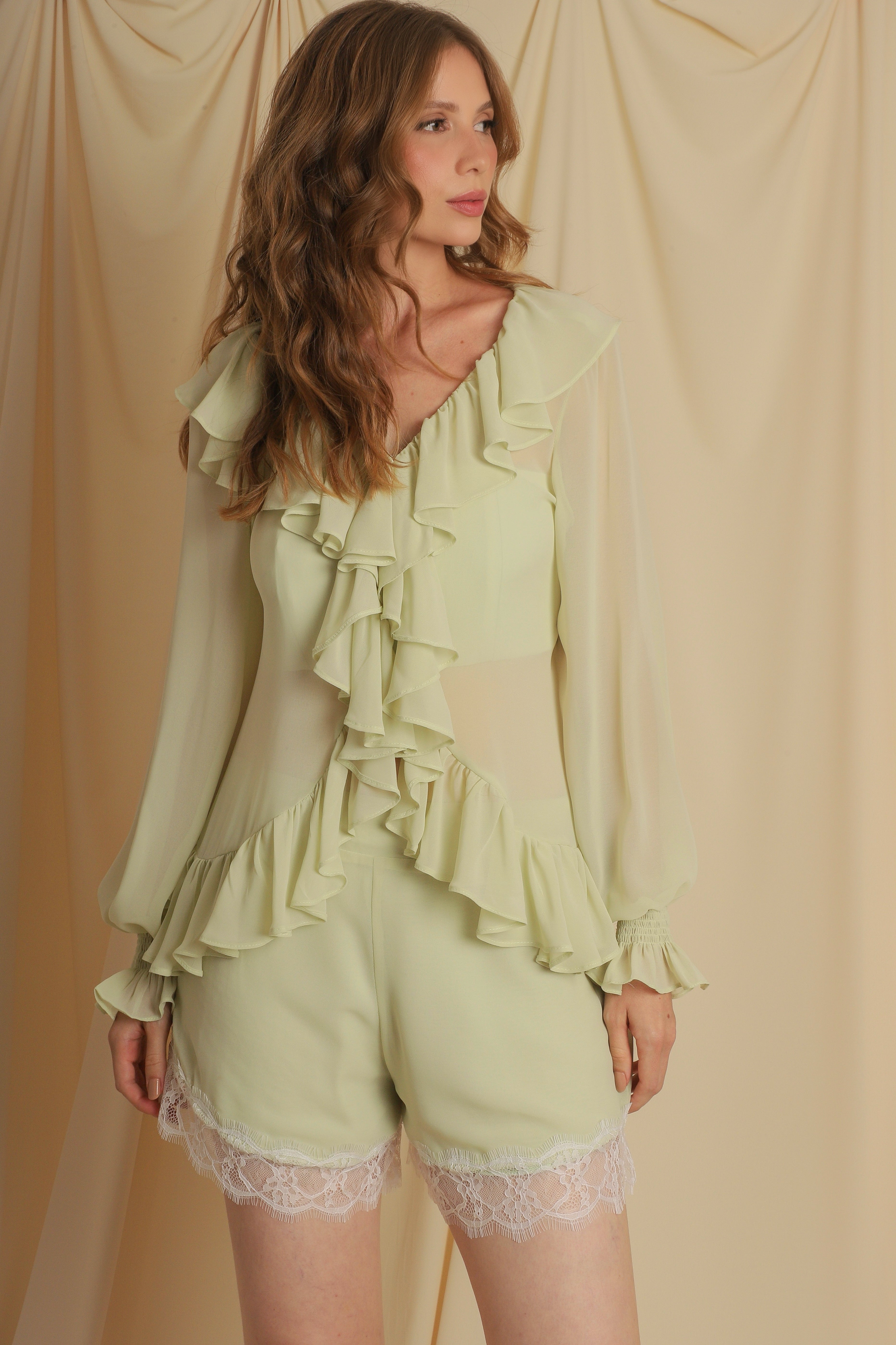 Blusa Camila Verde Crepe