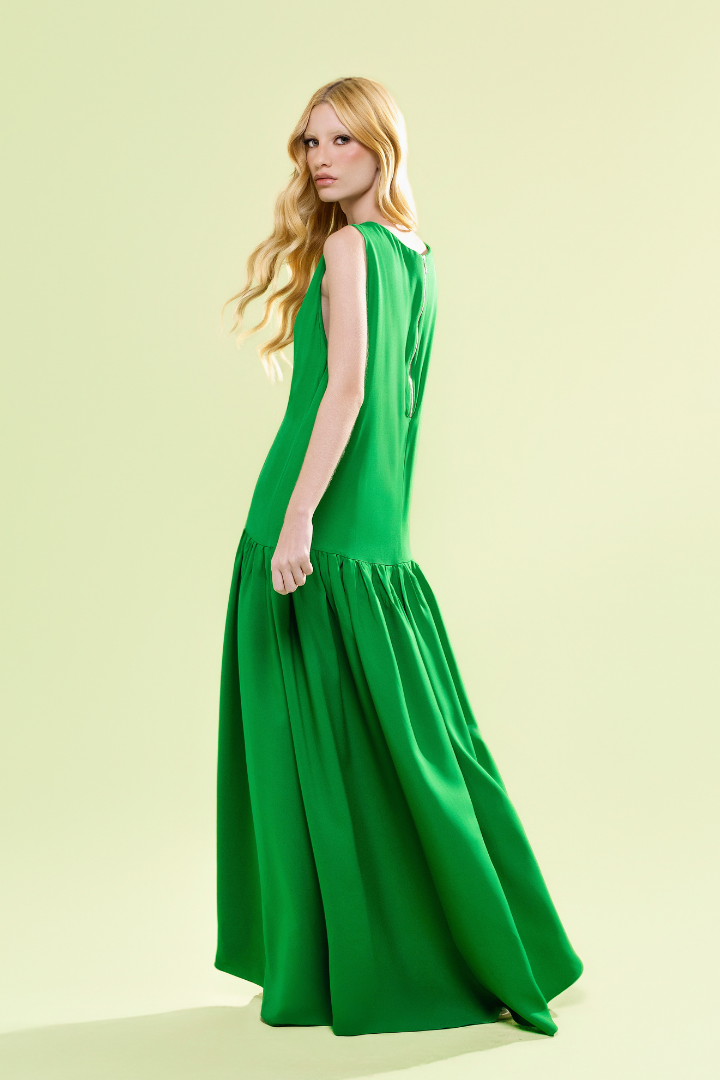 Vestido Adélia Verde Crepe