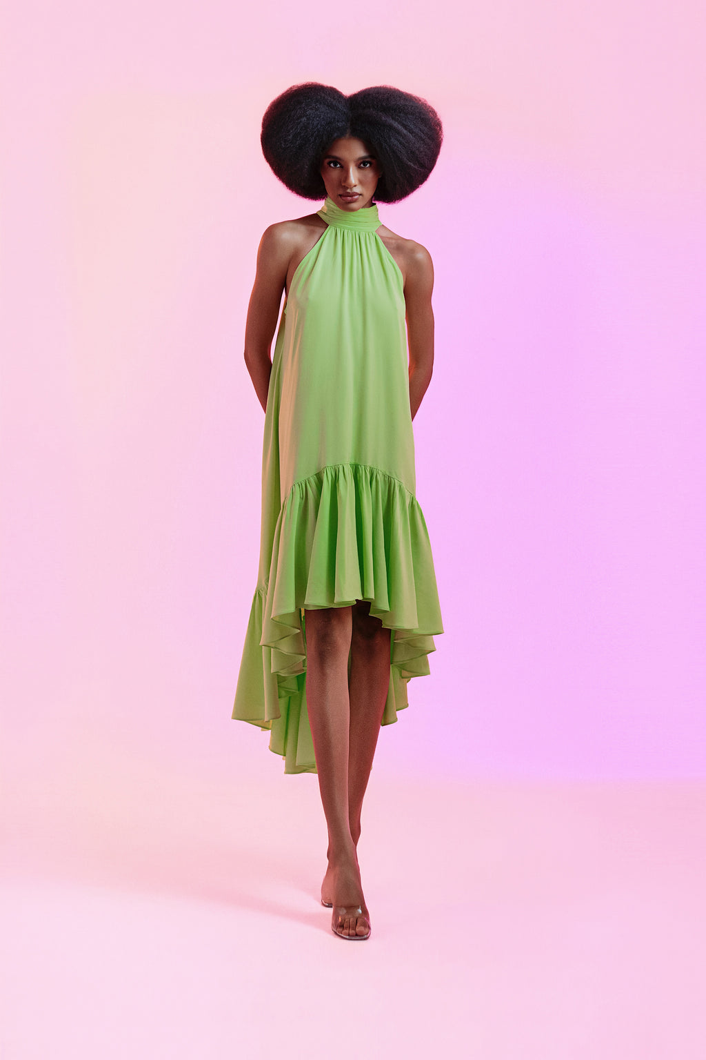 Vestido Amália Verde Crepe