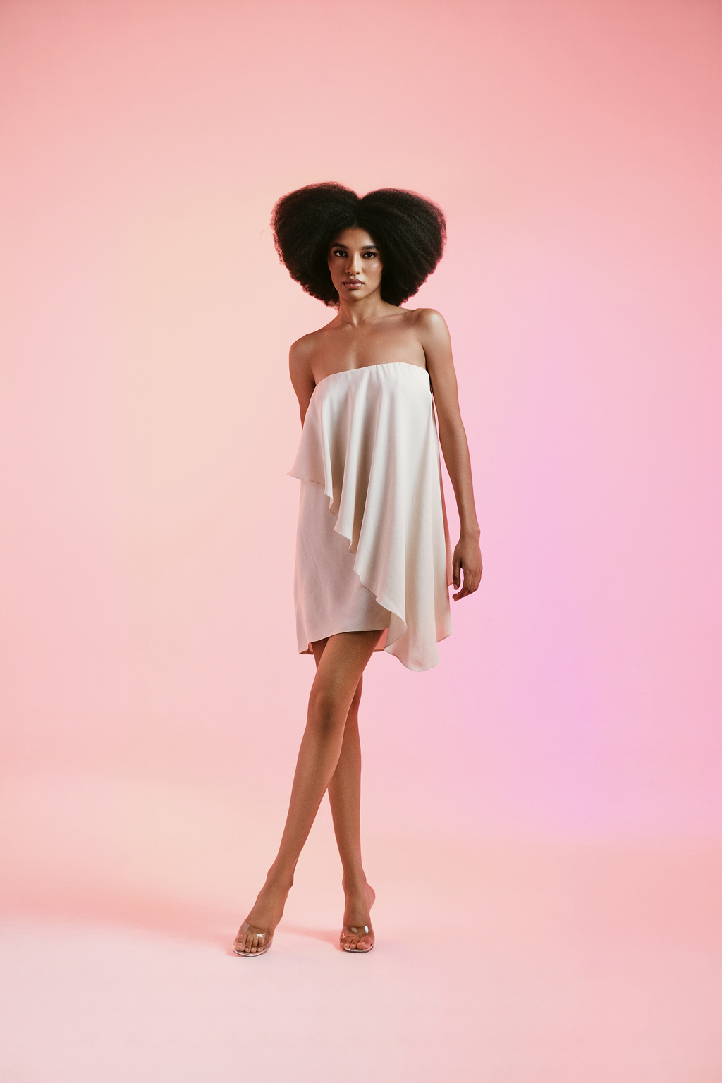 Vestido Giovanna Mini Bege Crepe