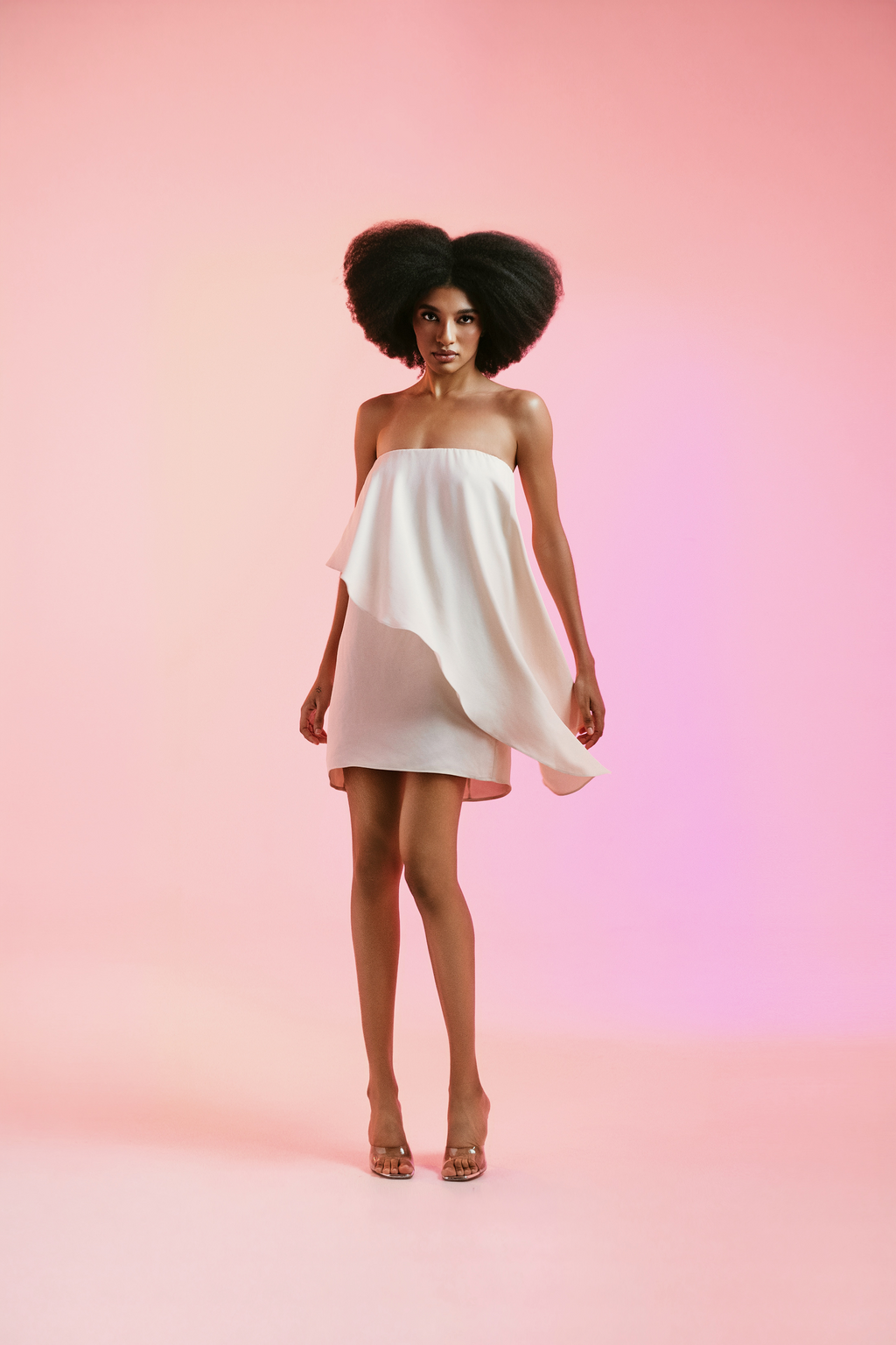 Vestido Giovanna Mini Bege Crepe