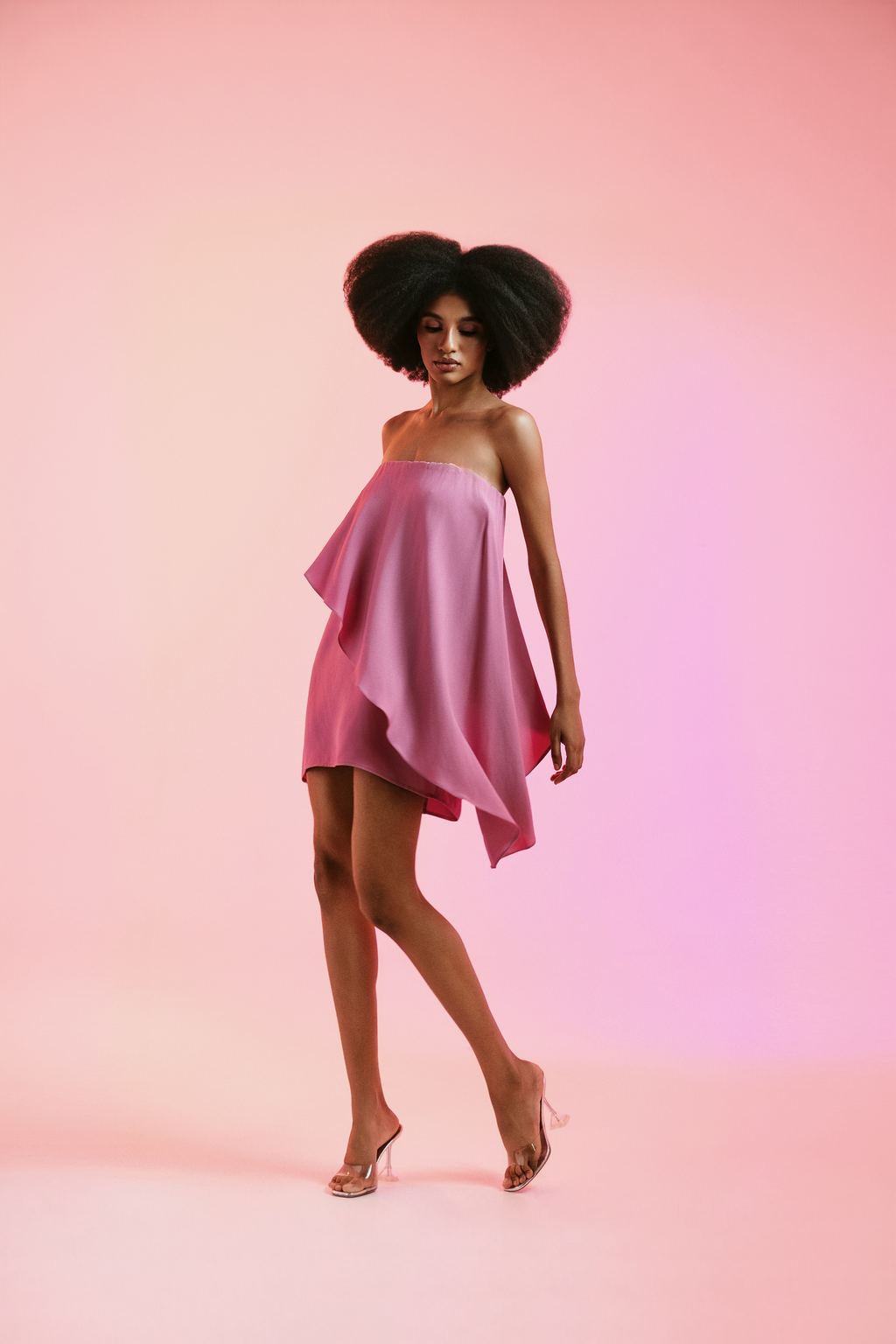 Vestido Giovanna Mini Rosa Crepe