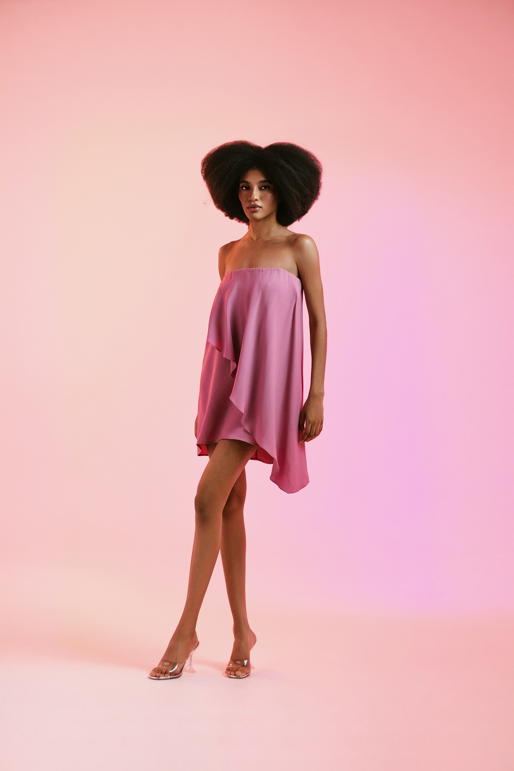 Vestido Giovanna Mini Rosa Crepe