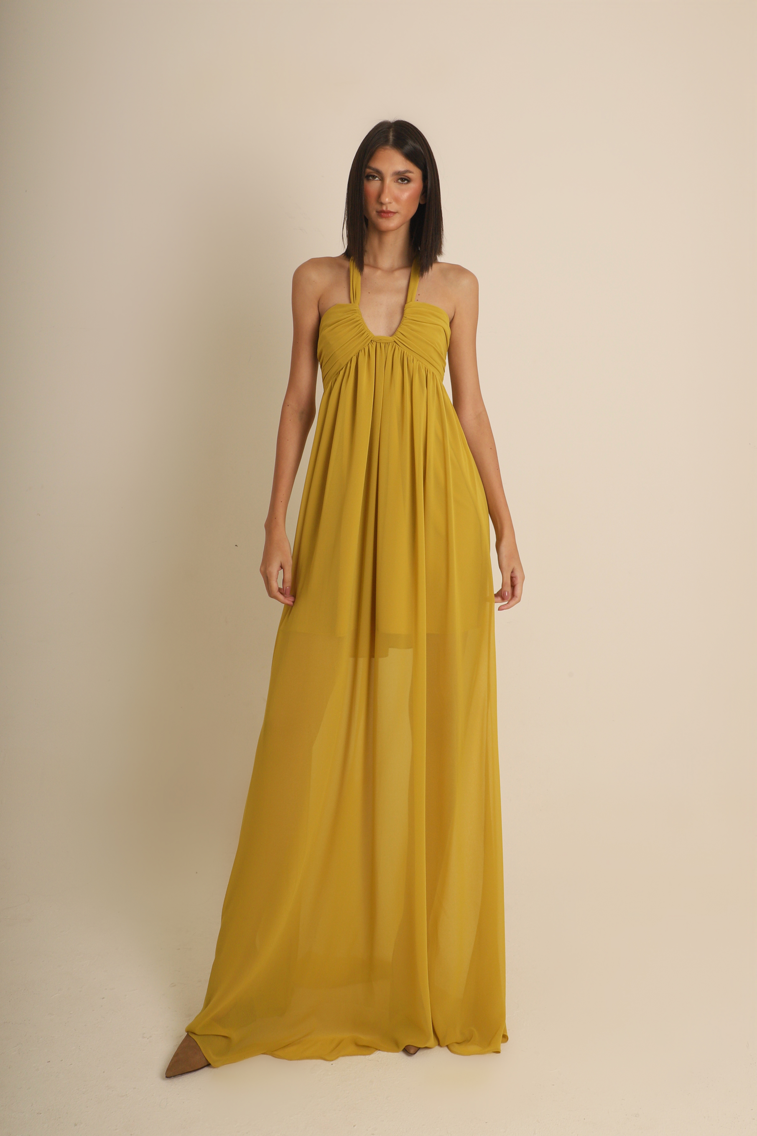 Vestido Luma Amarelo Crepe