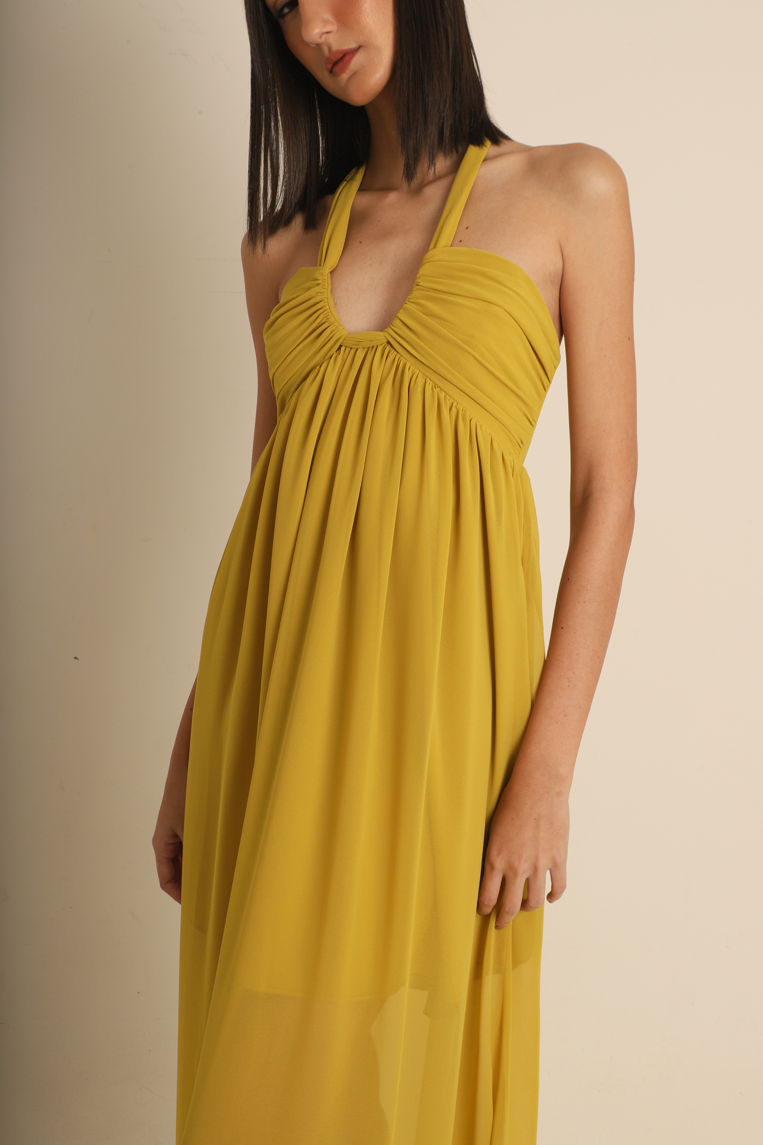 Vestido Luma Amarelo Crepe