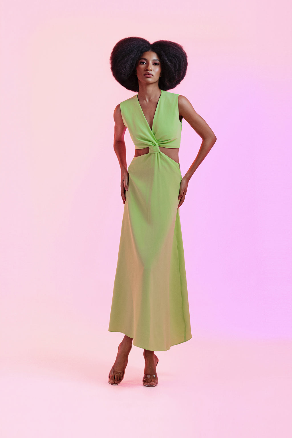 Vestido Teca Verde Crepe