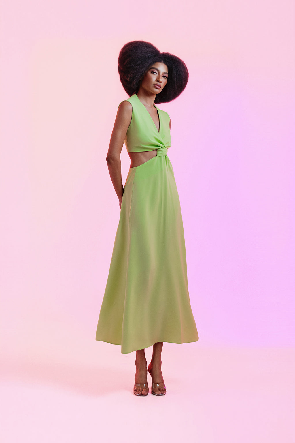 Vestido Teca Verde Crepe