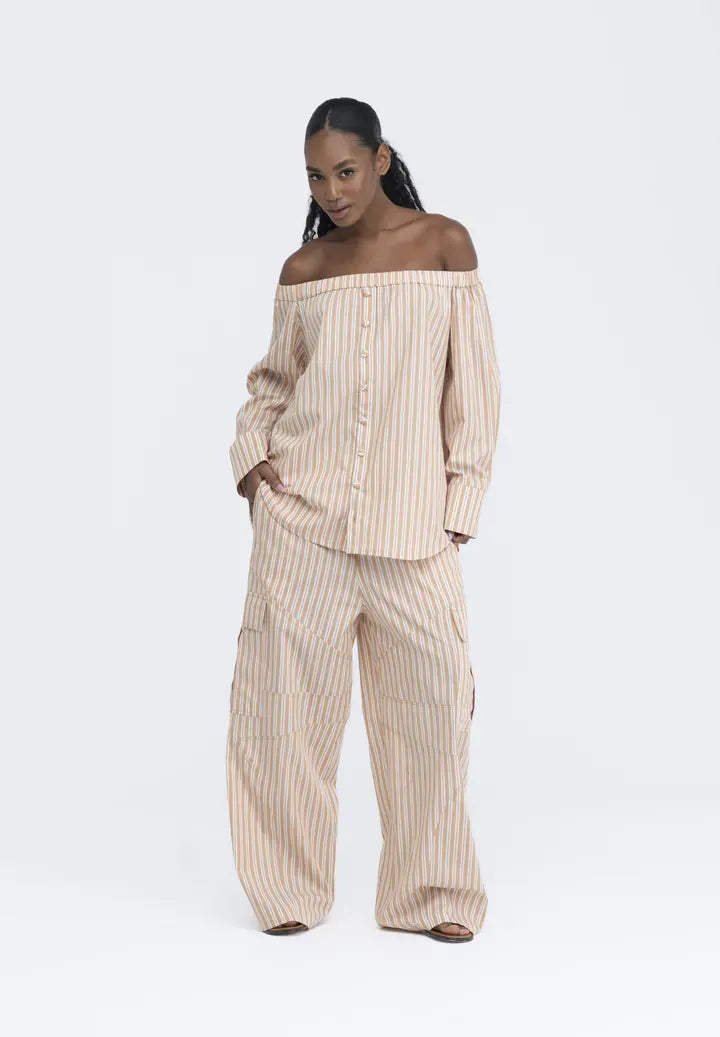 Blusa Helô listra Bege