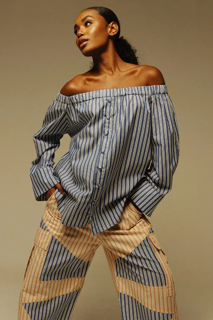 Blusa Helô listra azul